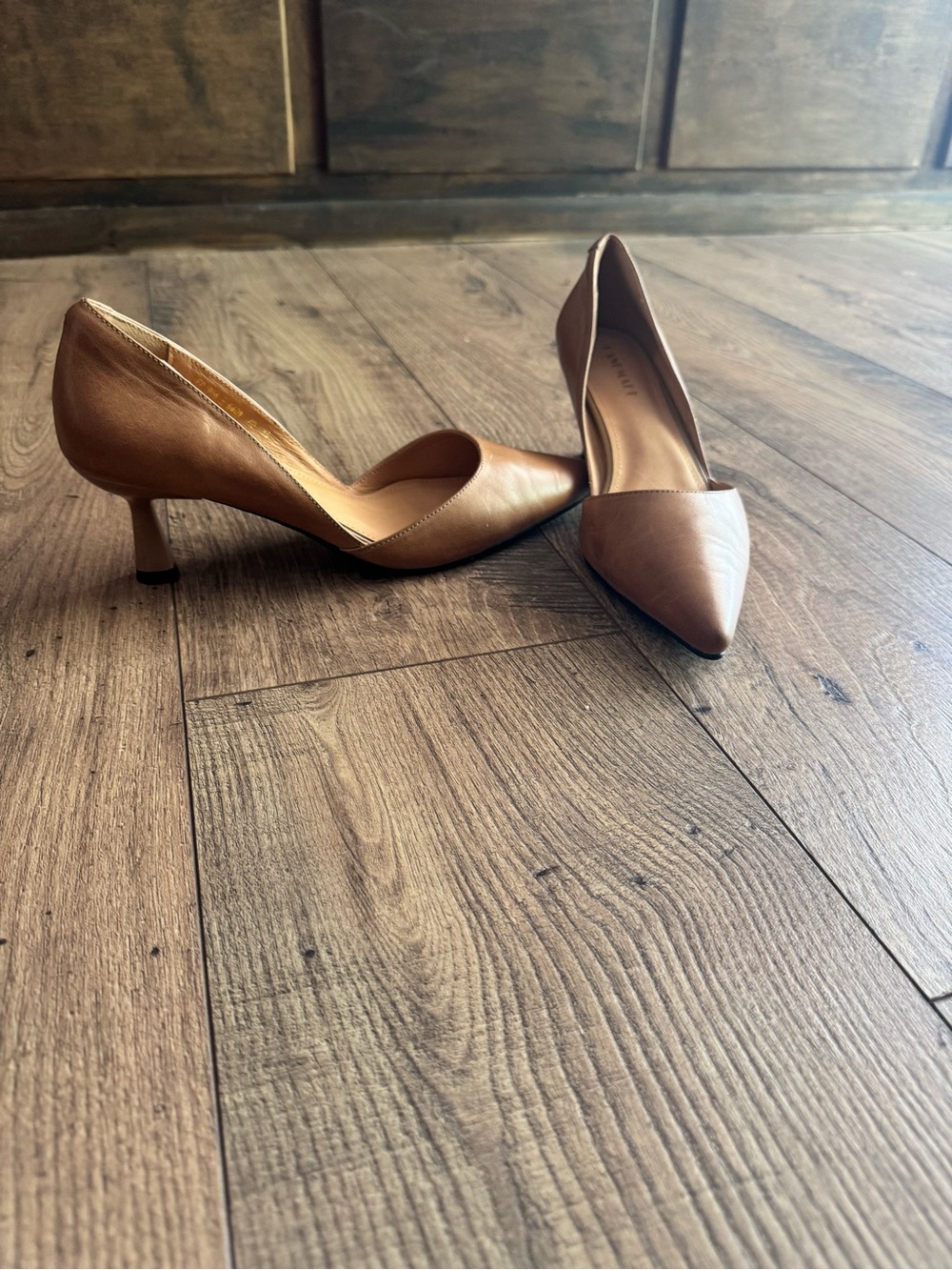 Classic Pointed-Toe Mid Heel Pumps in Brown